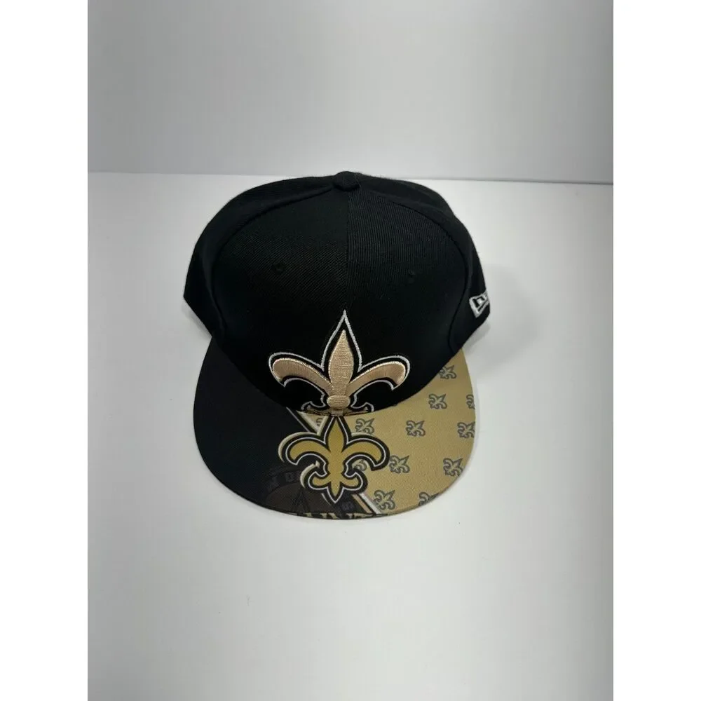 New Orleans Saints New Era 9FIFTY Snapback Hat Black Gold Fleur De Lis NFL